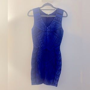 Forever 21 Blue & Black Geometric Bodycon dress Sz s